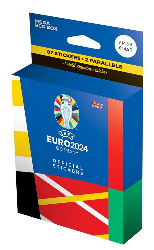 Topps - Euro 2024 - Mega Eco Box (87 Stickers + 2 Parallels + 1 Gold Signature)